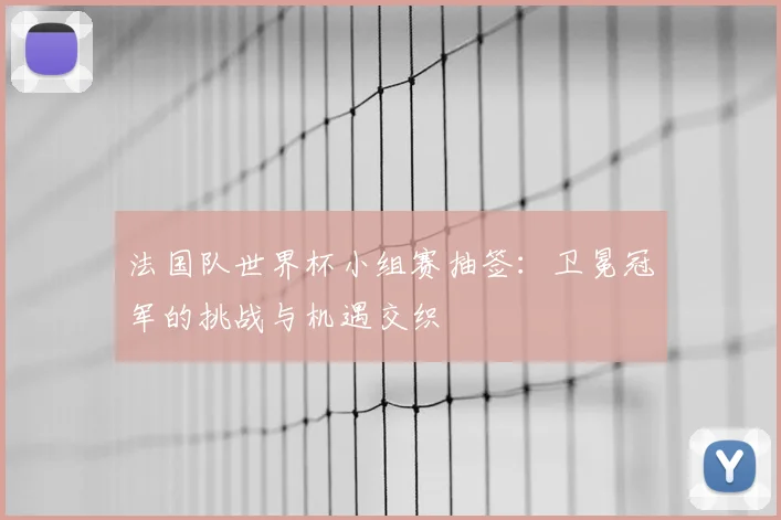 法国队世界杯小组赛抽签:卫冕冠军的挑战与机遇交织